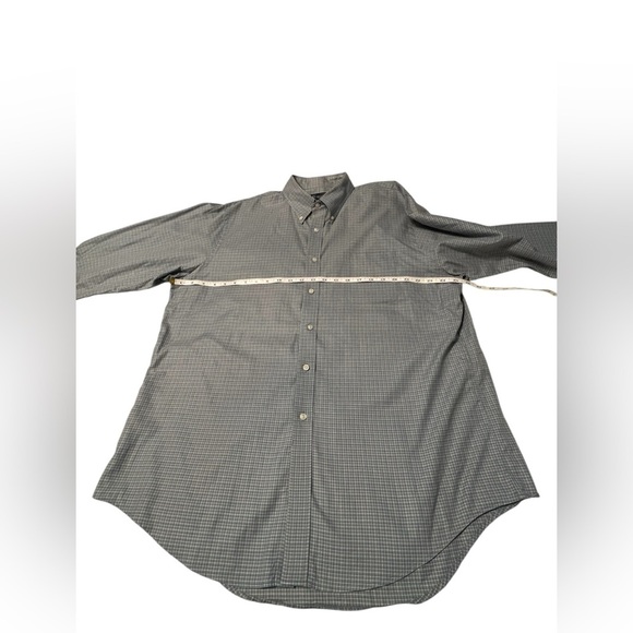 Land’s End men’s long sleeve plaid button-down shirt size 17.5/ 35 blue/ gray - Picture 5 of 9